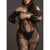 Le Désir Combinaison ouverte Grande Taille LACE SLEEVED - Noir